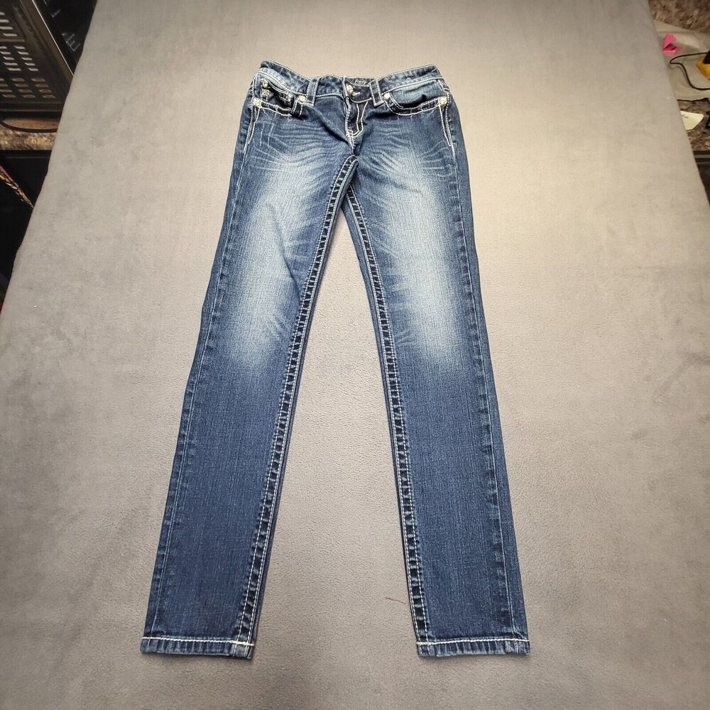 Miss Me Jeans Womens Size 28 Blue Skinny Leg Distressed Stretch Denim